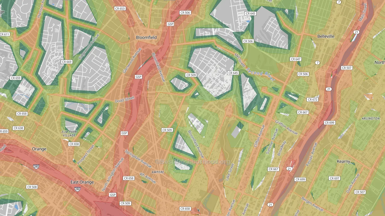 Silver Lake, NJ Map of Noise Levels in Silver Lake
