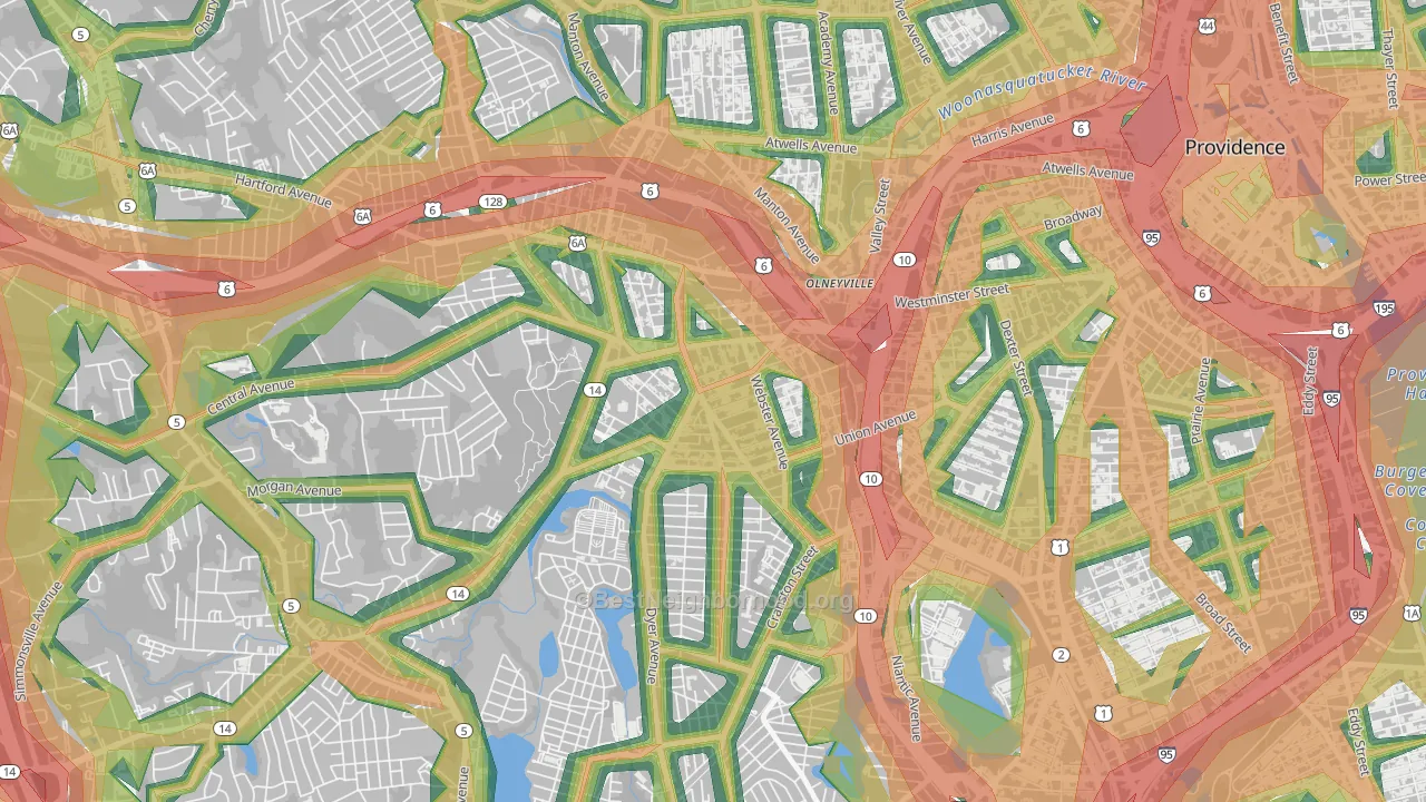 Silver Lake, Providence, RI Map of Noise Levels in Silver Lake
