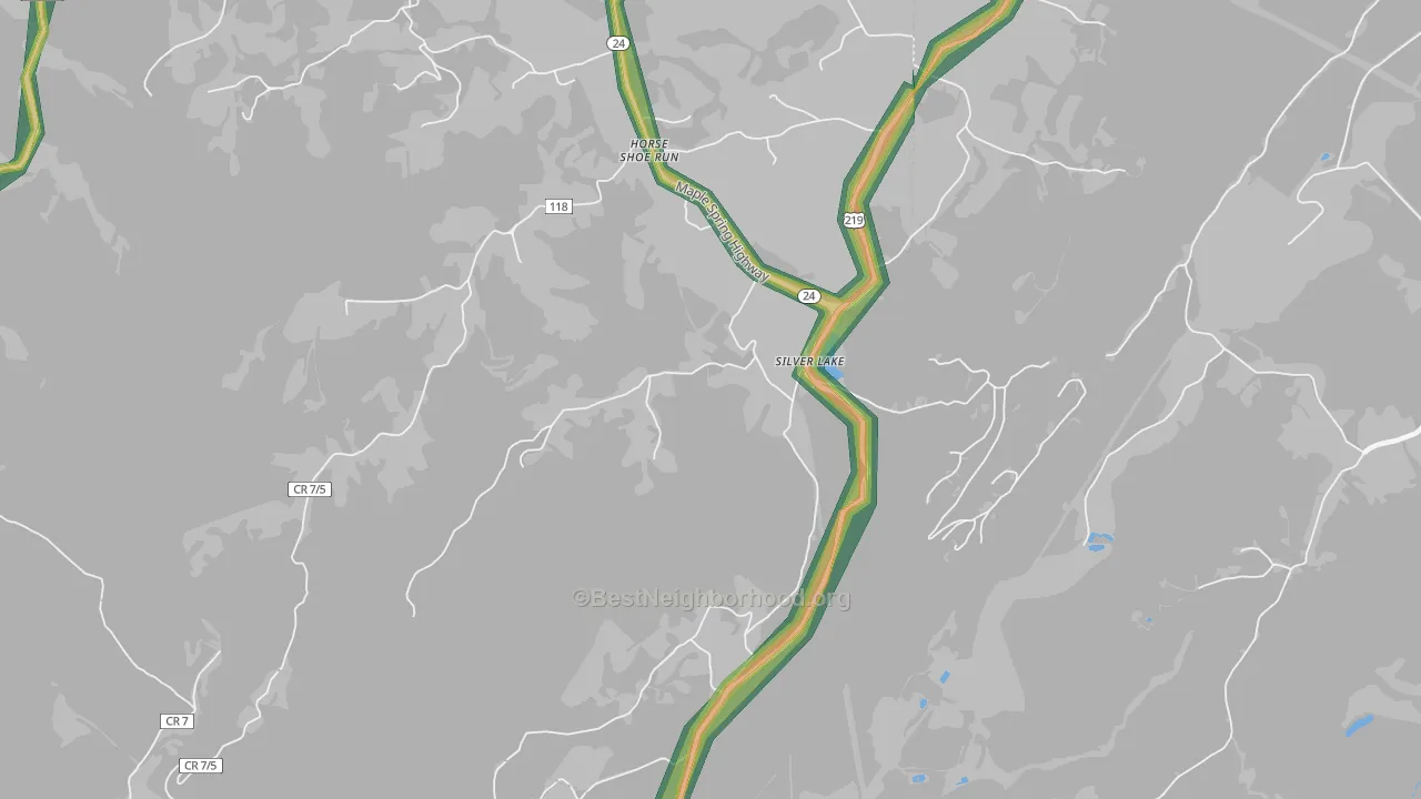 Silver Lake, WV Map of Noise Levels in Silver Lake