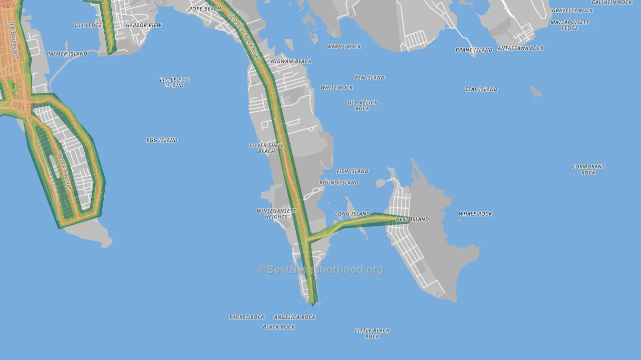 Silver Shell Beach, MA Map of Noise Levels in Silver Shell Beach