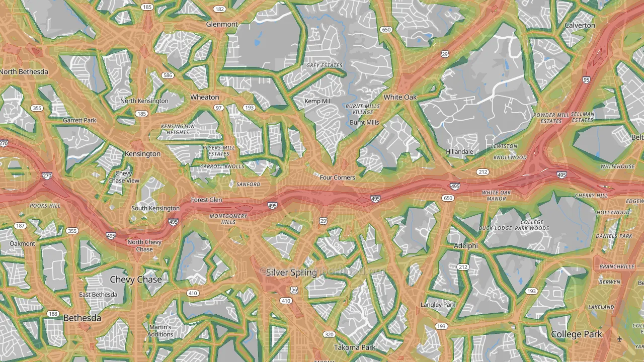Silver Spring, MD Map of Noise Levels in Silver Spring