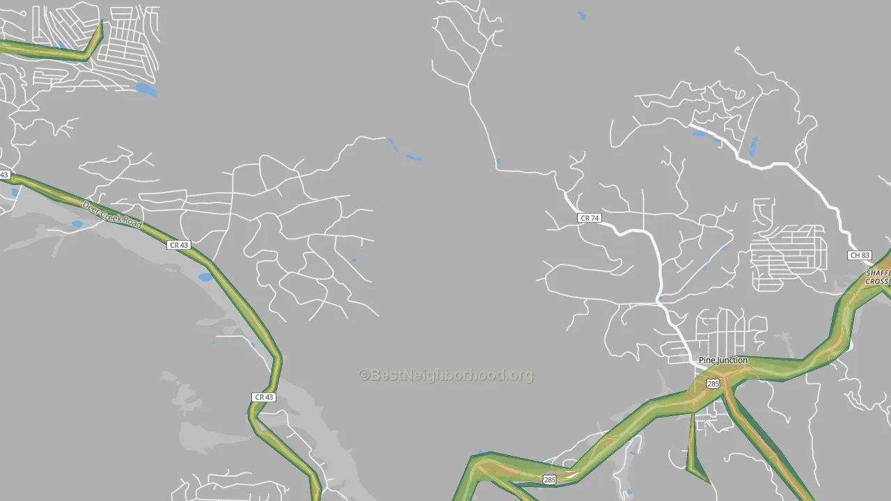 Silver Springs, CO Map of Noise Levels in Silver Springs