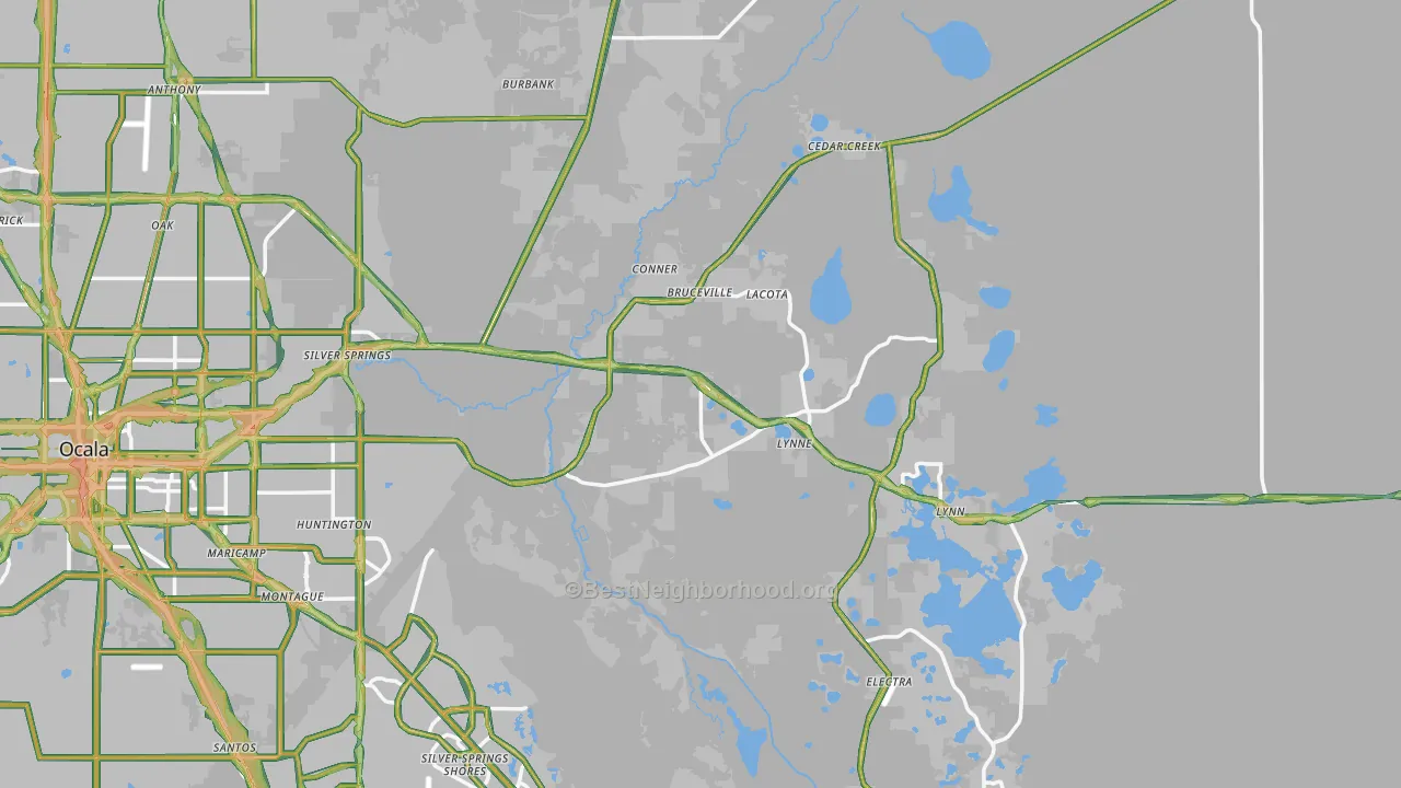 Silver Springs, FL Map of Noise Levels in Silver Springs