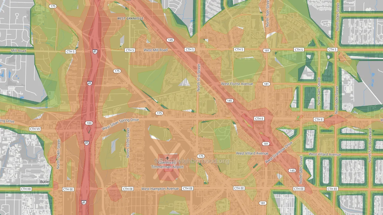Silver Swan, Milwaukee, WI Map of Noise Levels in Silver Swan