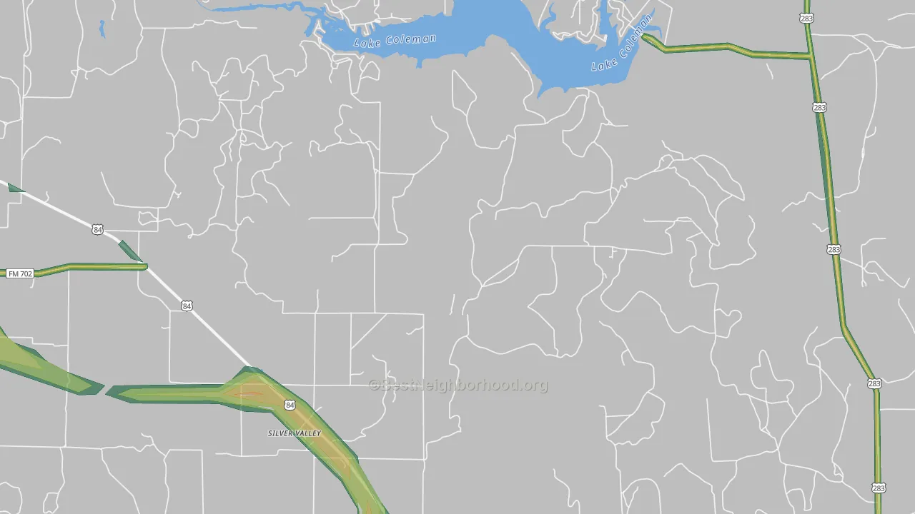 Silver Valley, TX Map of Noise Levels in Silver Valley