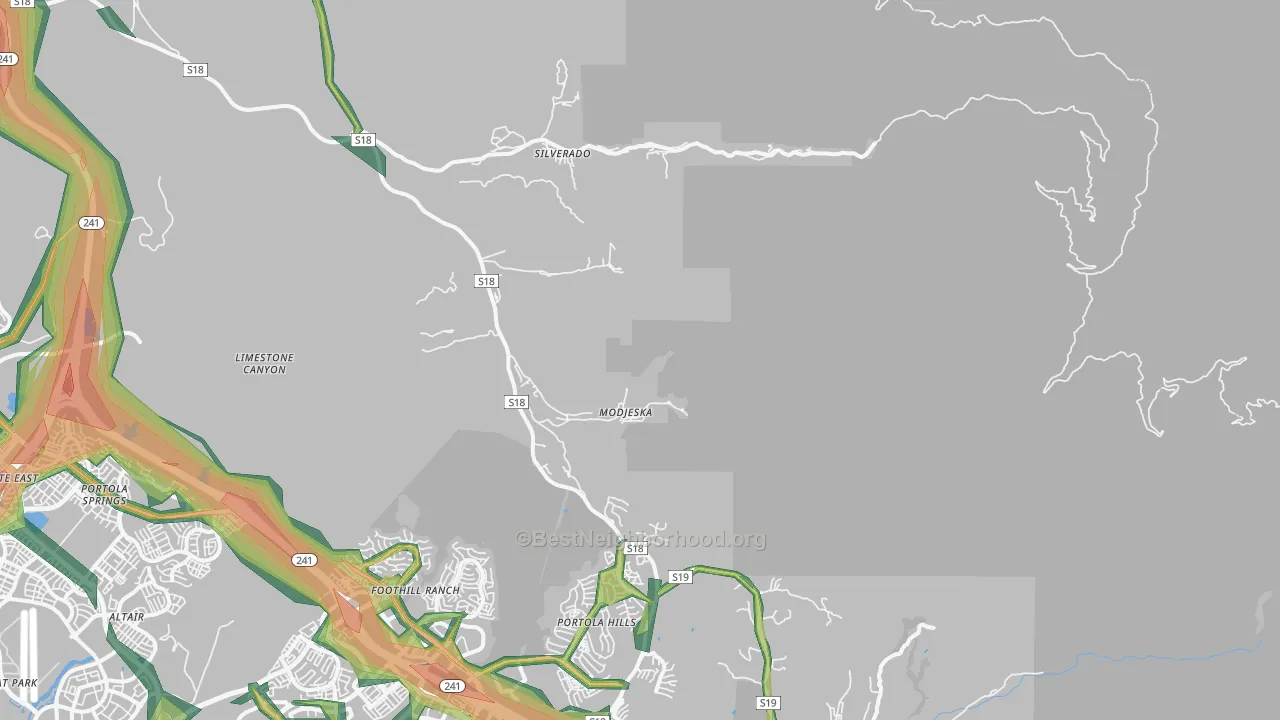 Silverado, CA Map of Noise Levels in Silverado