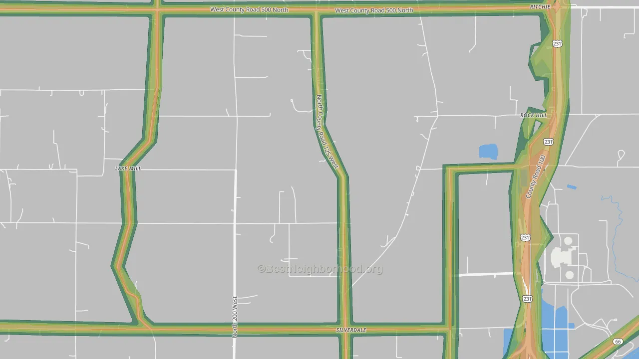 Silverdale, IN Map of Noise Levels in Silverdale