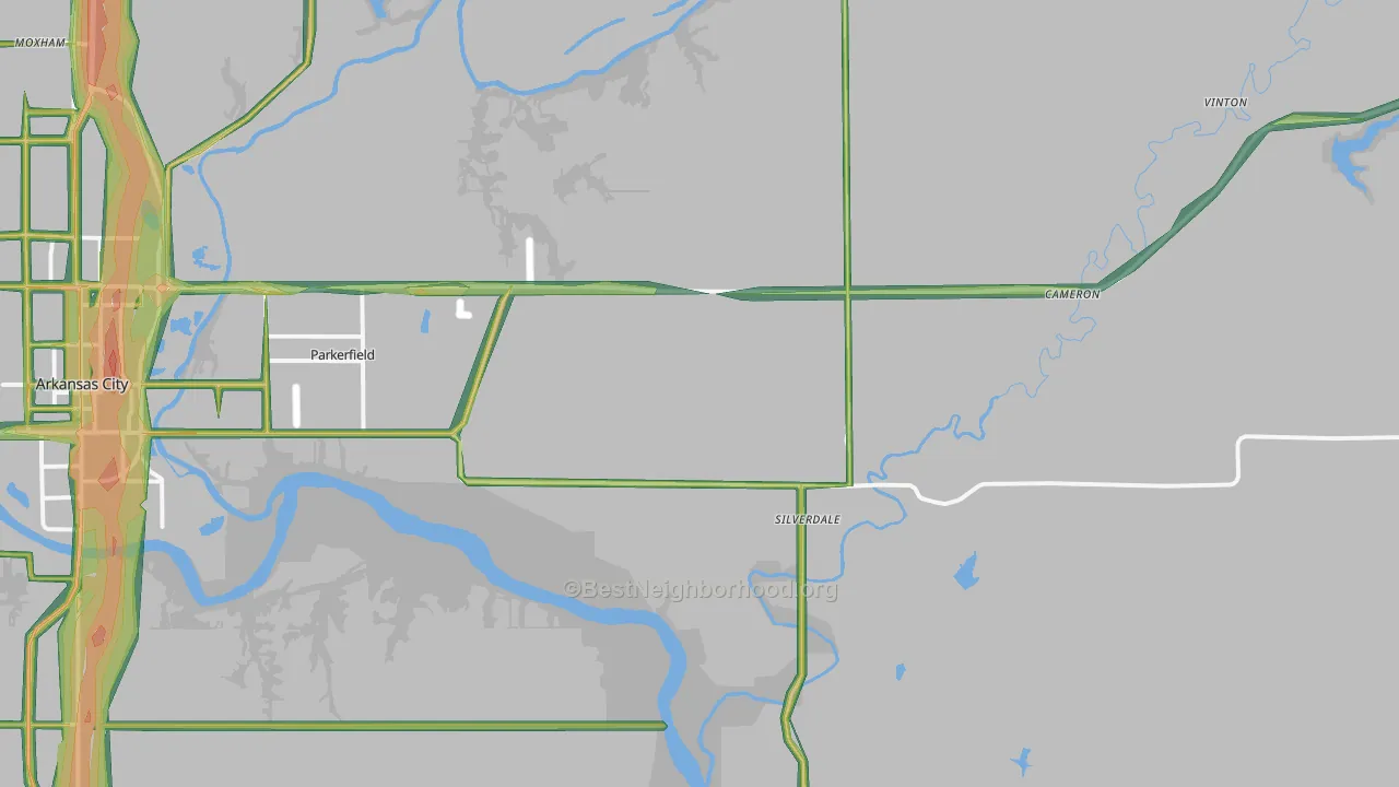 Silverdale, KS Map of Noise Levels in Silverdale