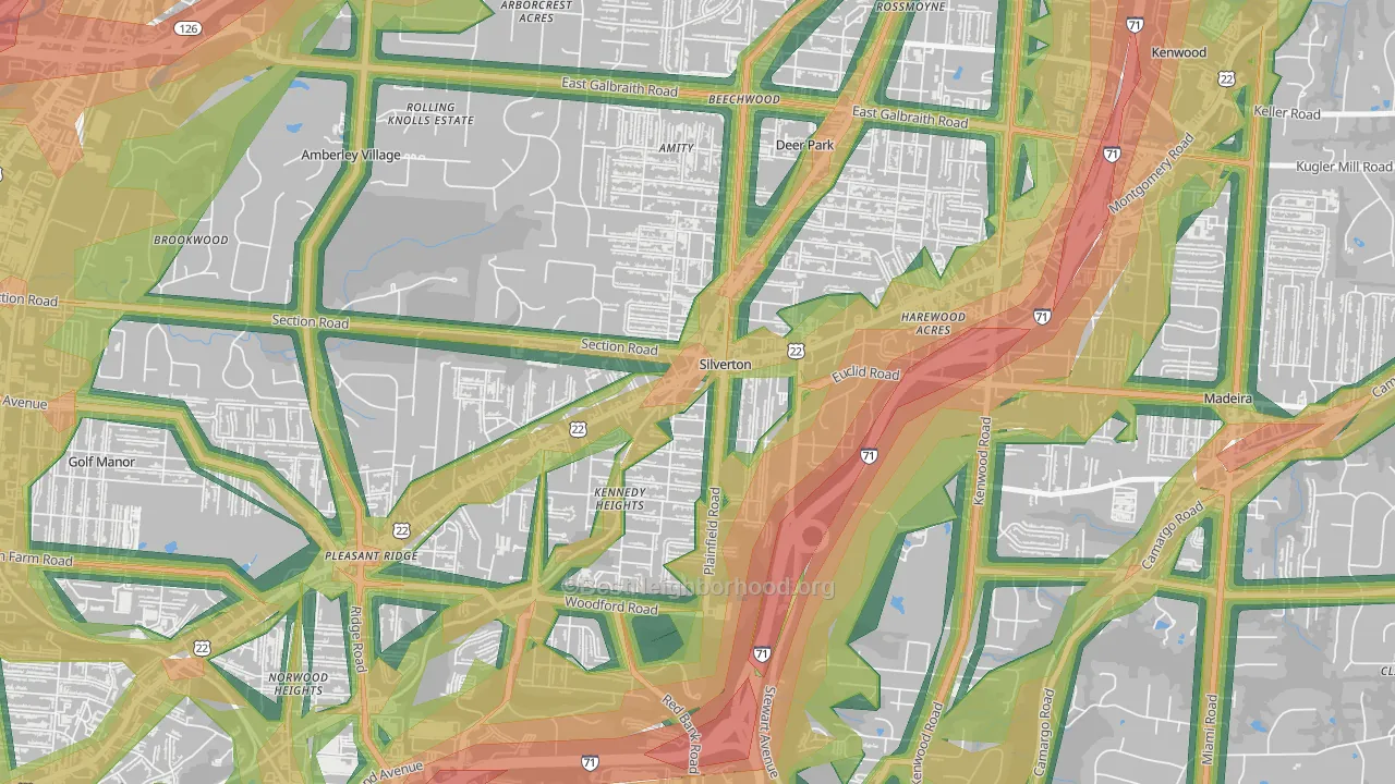 Silverton, OH Map of Noise Levels in Silverton