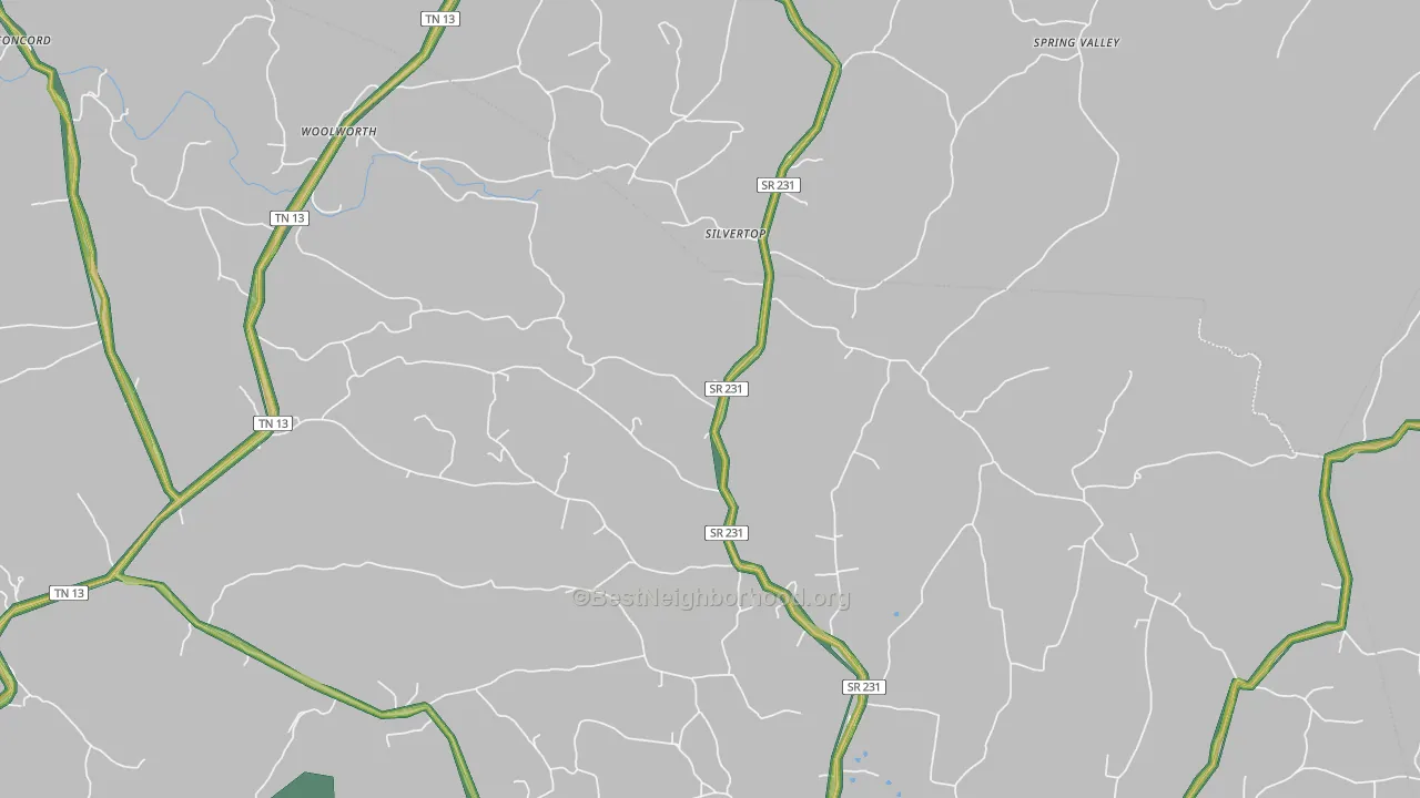 Silvertop, TN Map of Noise Levels in Silvertop