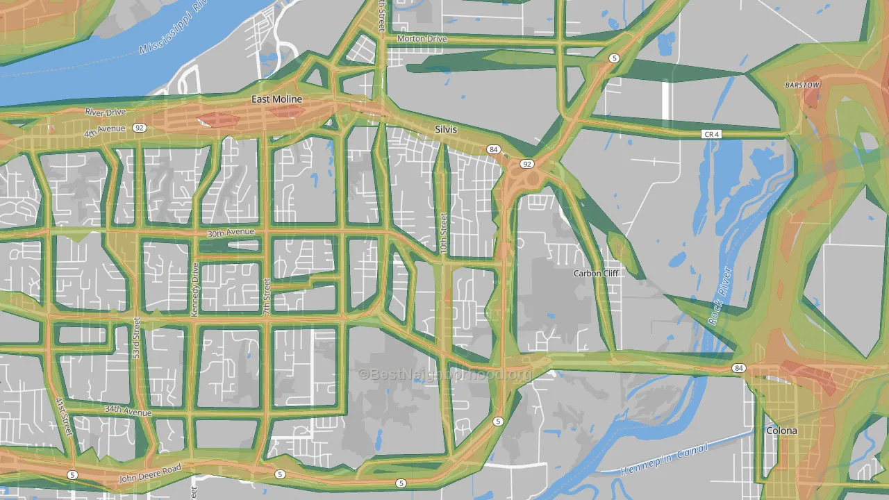 Silvis, IL Map of Noise Levels in Silvis