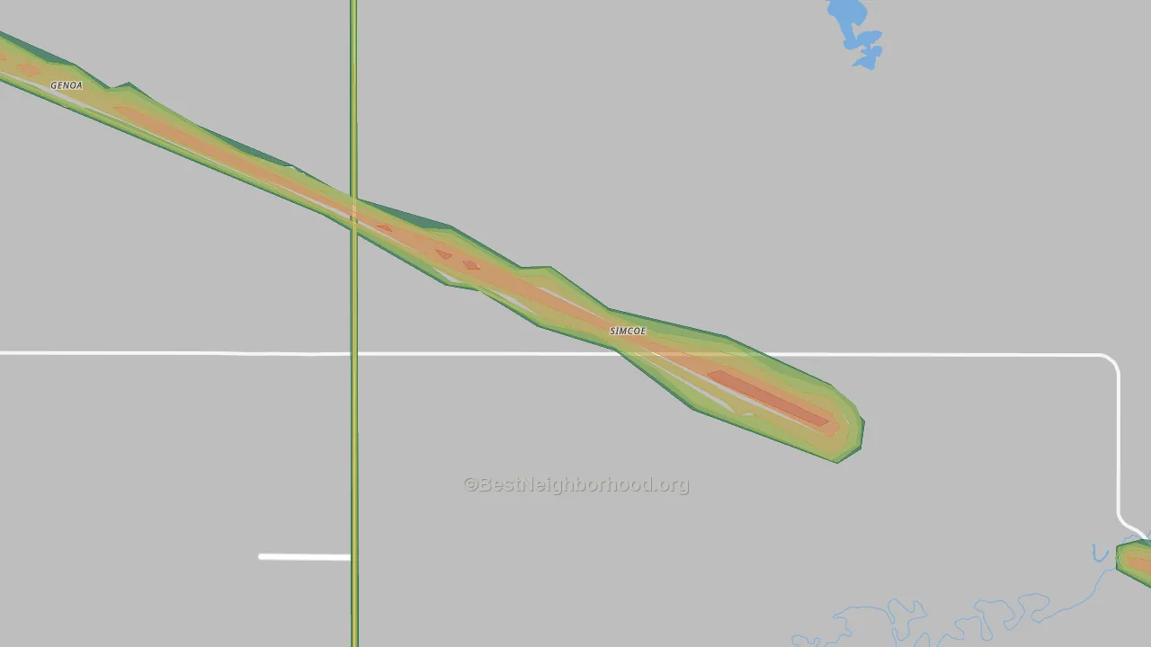 Simcoe, ND Map of Noise Levels in Simcoe