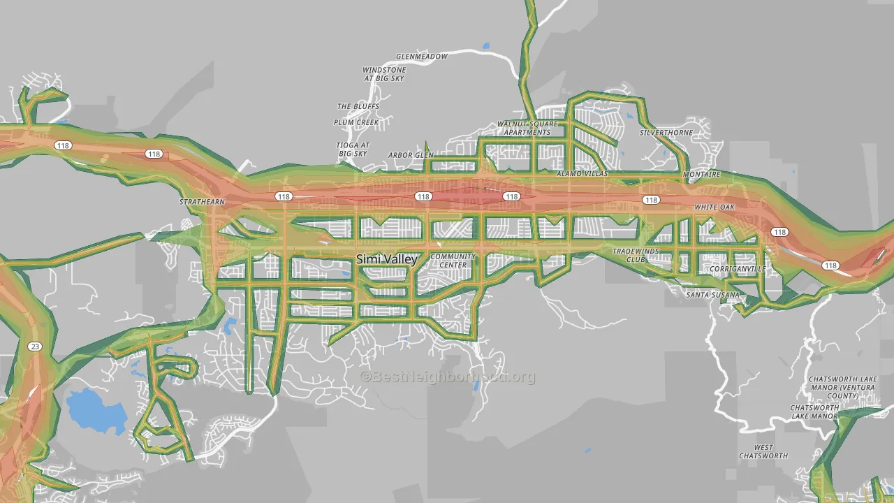 Simi Valley, CA Map of Noise Levels in Simi Valley