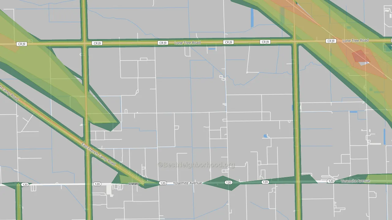 Simms, CA Map of Noise Levels in Simms
