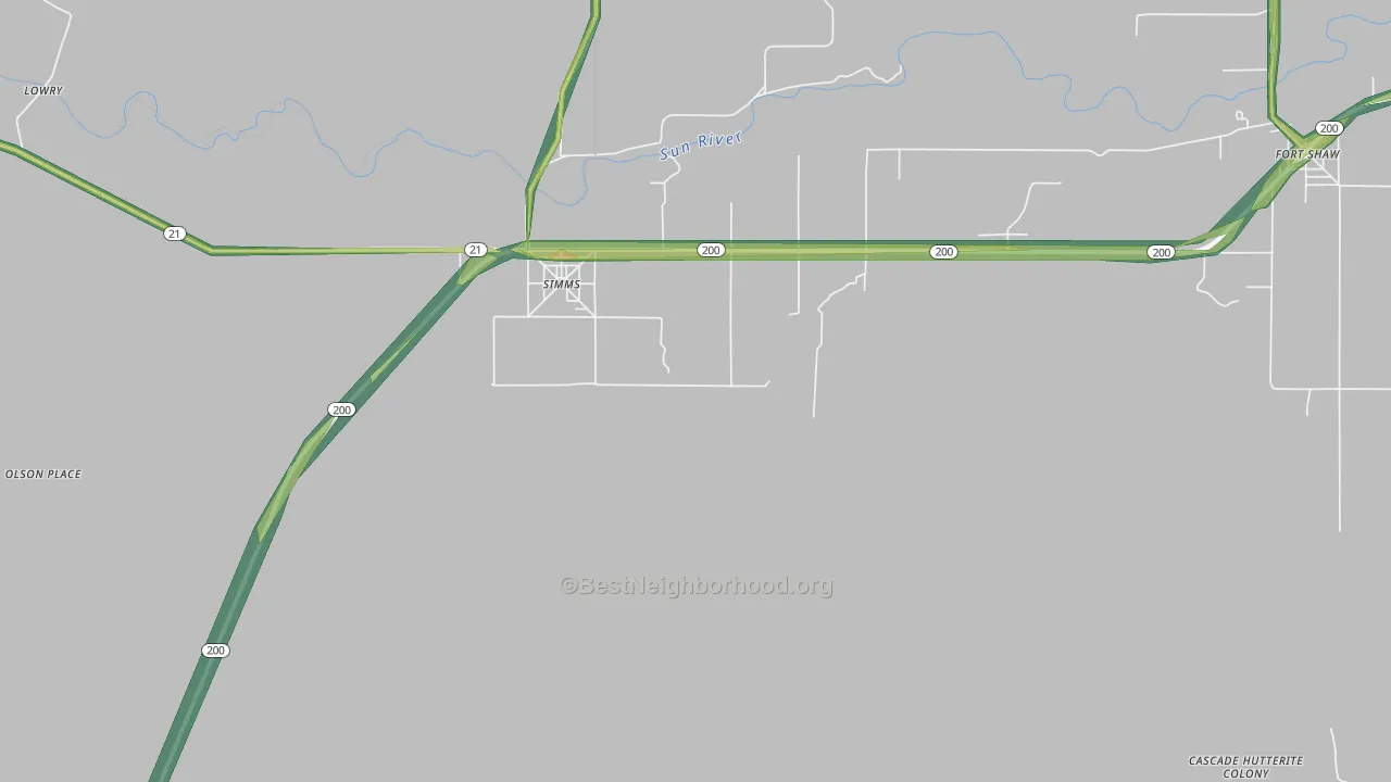 Simms, MT Map of Noise Levels in Simms