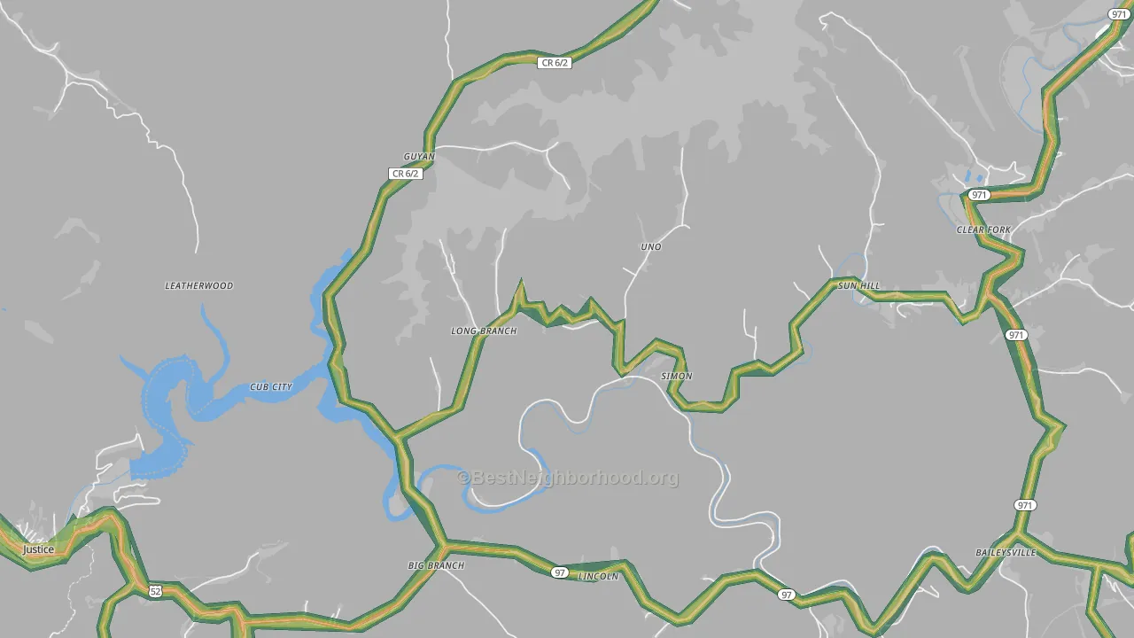 Simon, WV Map of Noise Levels in Simon