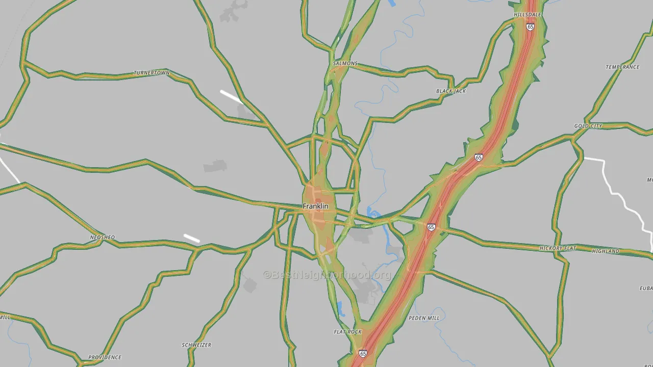 Simpson County, KY Map of Noise Levels in Simpson County
