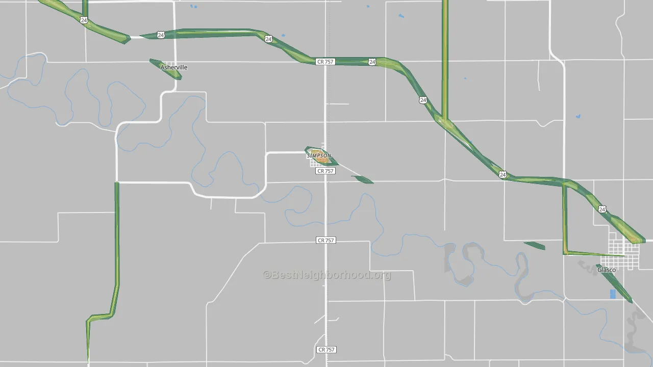 Simpson, KS Map of Noise Levels in Simpson