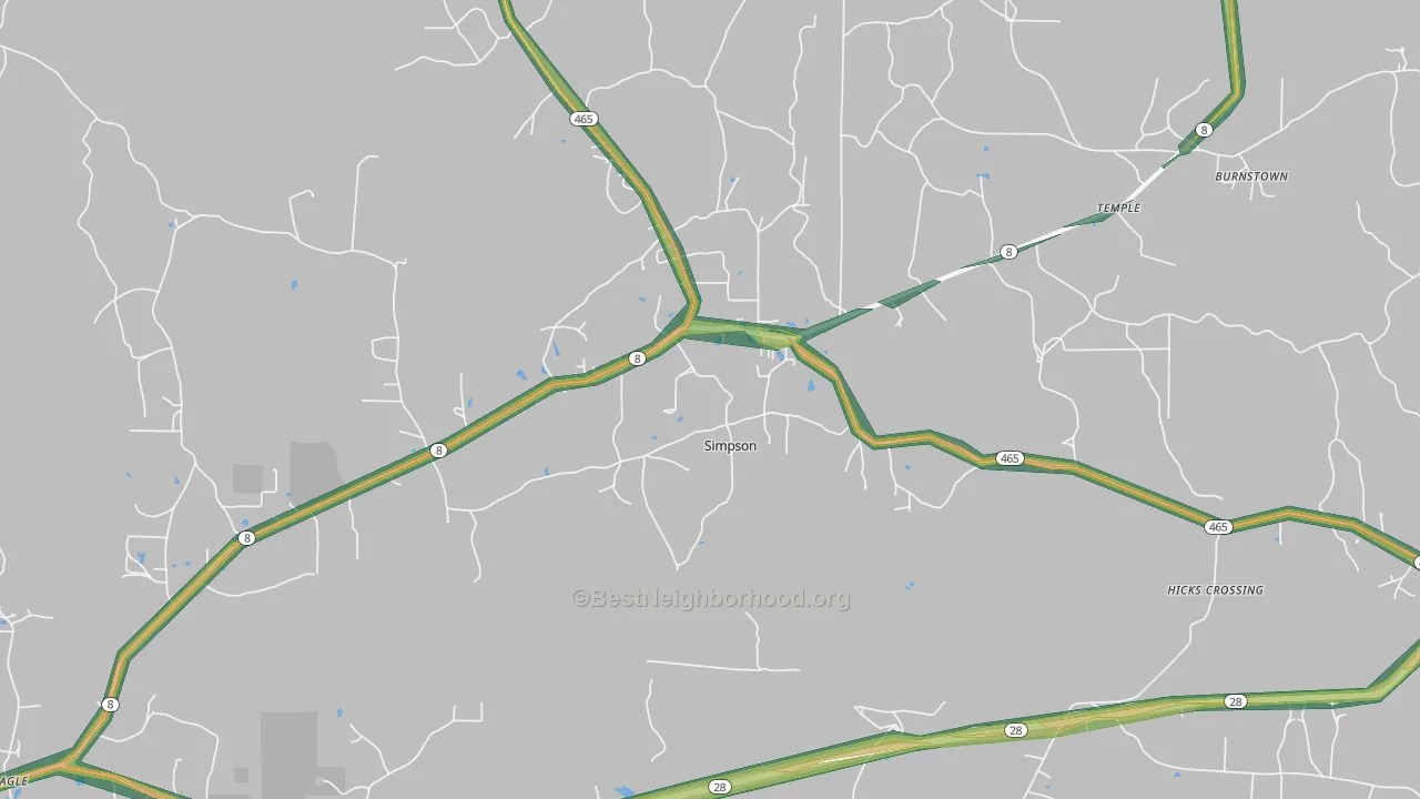 Simpson, LA Map of Noise Levels in Simpson