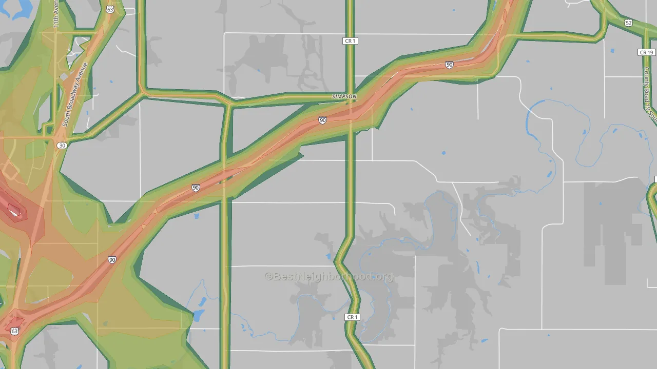 Simpson, MN Map of Noise Levels in Simpson