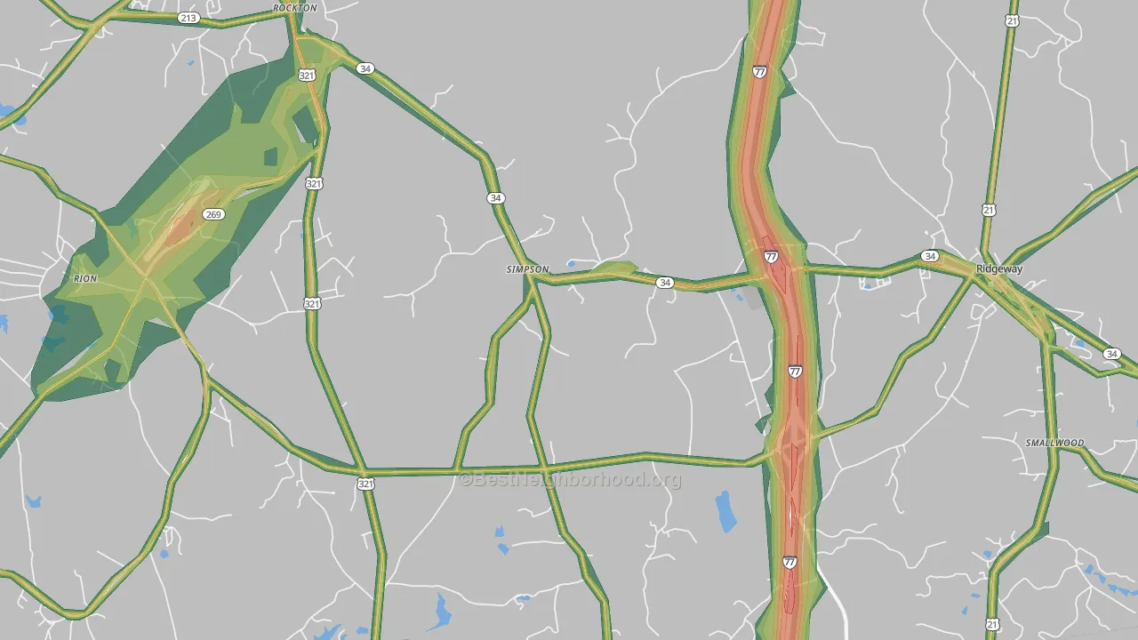 Simpson, SC Map of Noise Levels in Simpson