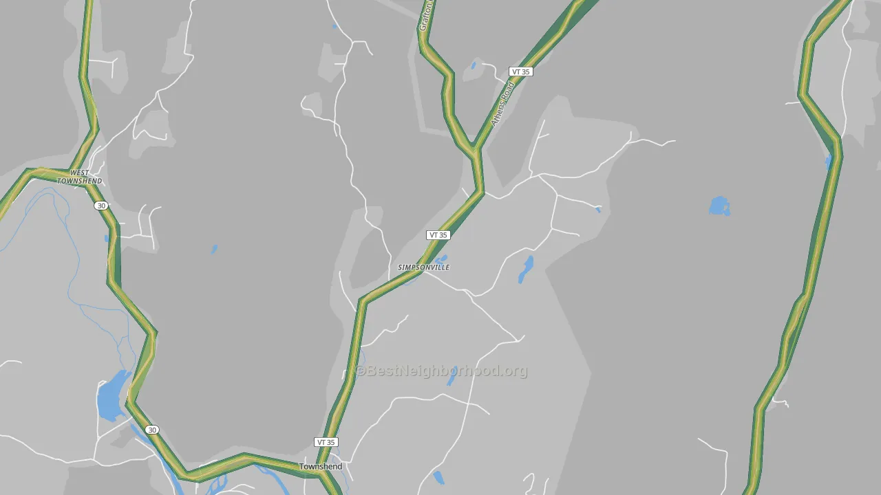 Simpsonville, VT Map of Noise Levels in Simpsonville
