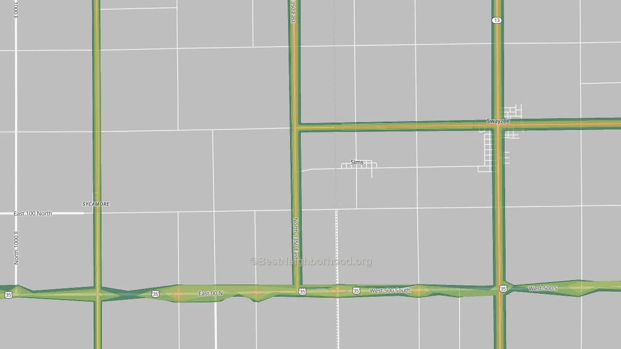 Sims, IN Map of Noise Levels in Sims