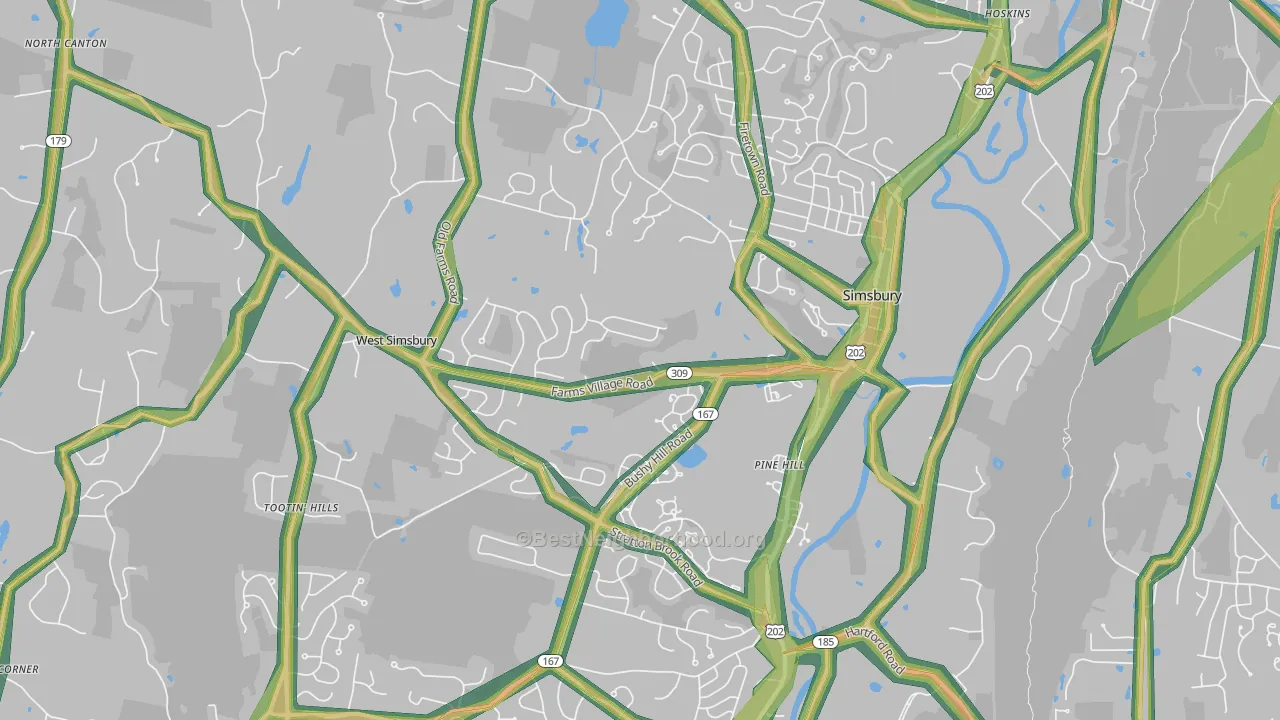 Simsbury, CT Map of Noise Levels in Simsbury