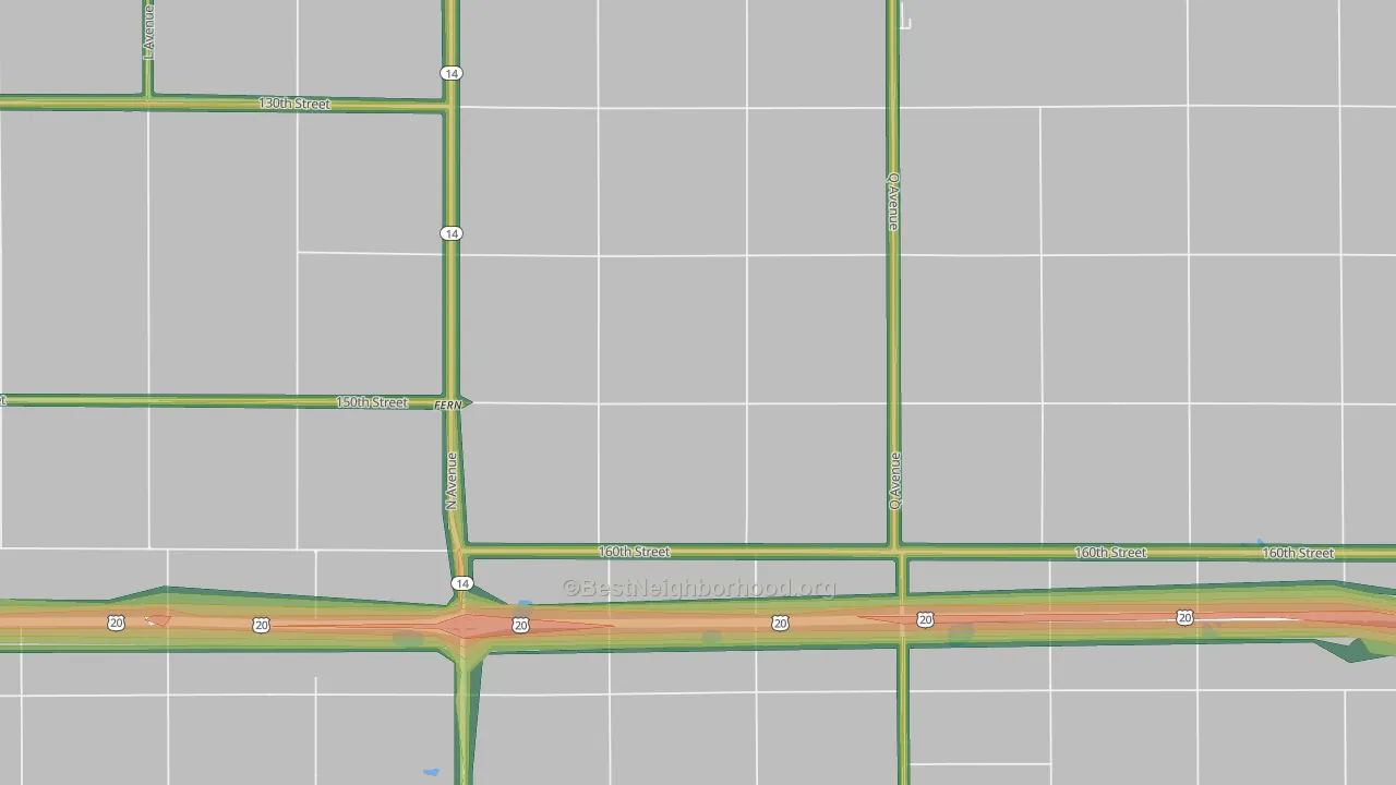Sinclair, IA Map of Noise Levels in Sinclair
