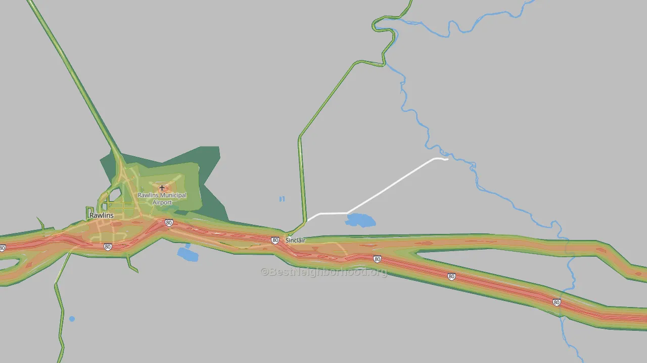 Sinclair, WY Map of Noise Levels in Sinclair