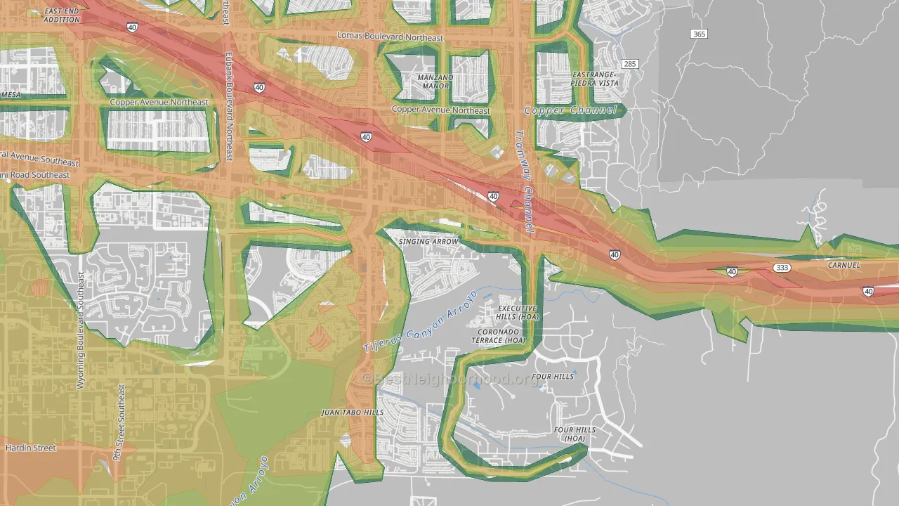 Singing Arrow, Albuquerque, NM Map of Noise Levels in Singing Arrow