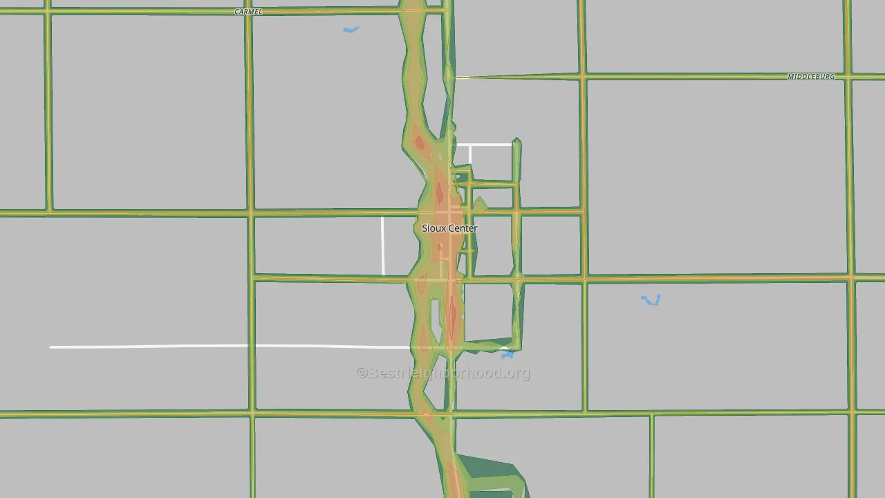 Sioux Center, IA Map of Noise Levels in Sioux Center