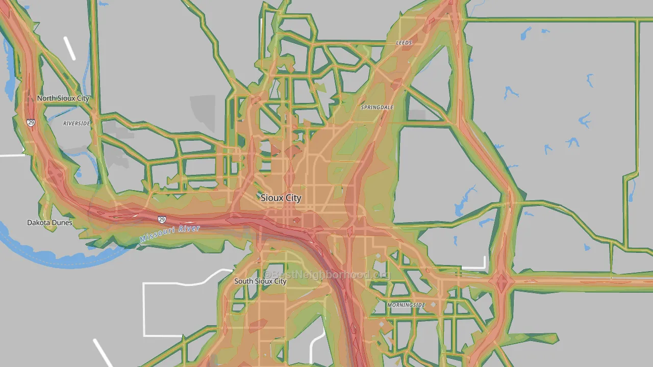 Sioux City, IA Map of Noise Levels in Sioux City