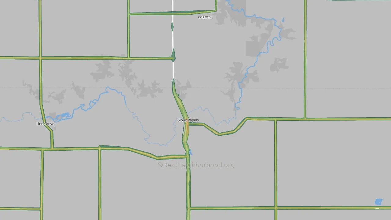 Sioux Rapids, IA Map of Noise Levels in Sioux Rapids