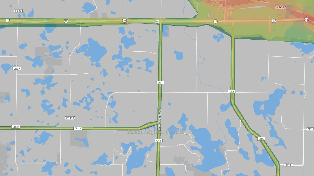 Sioux Valley, MN Map of Noise Levels in Sioux Valley