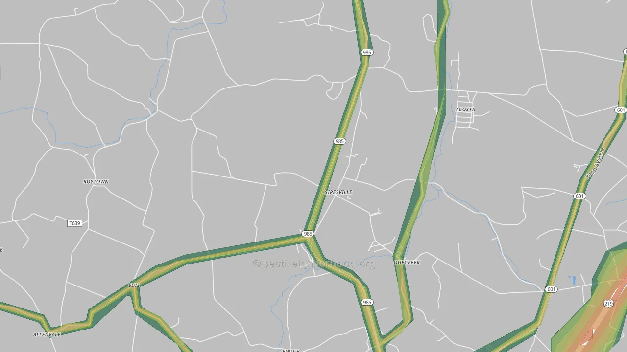 Sipesville, PA Map of Noise Levels in Sipesville