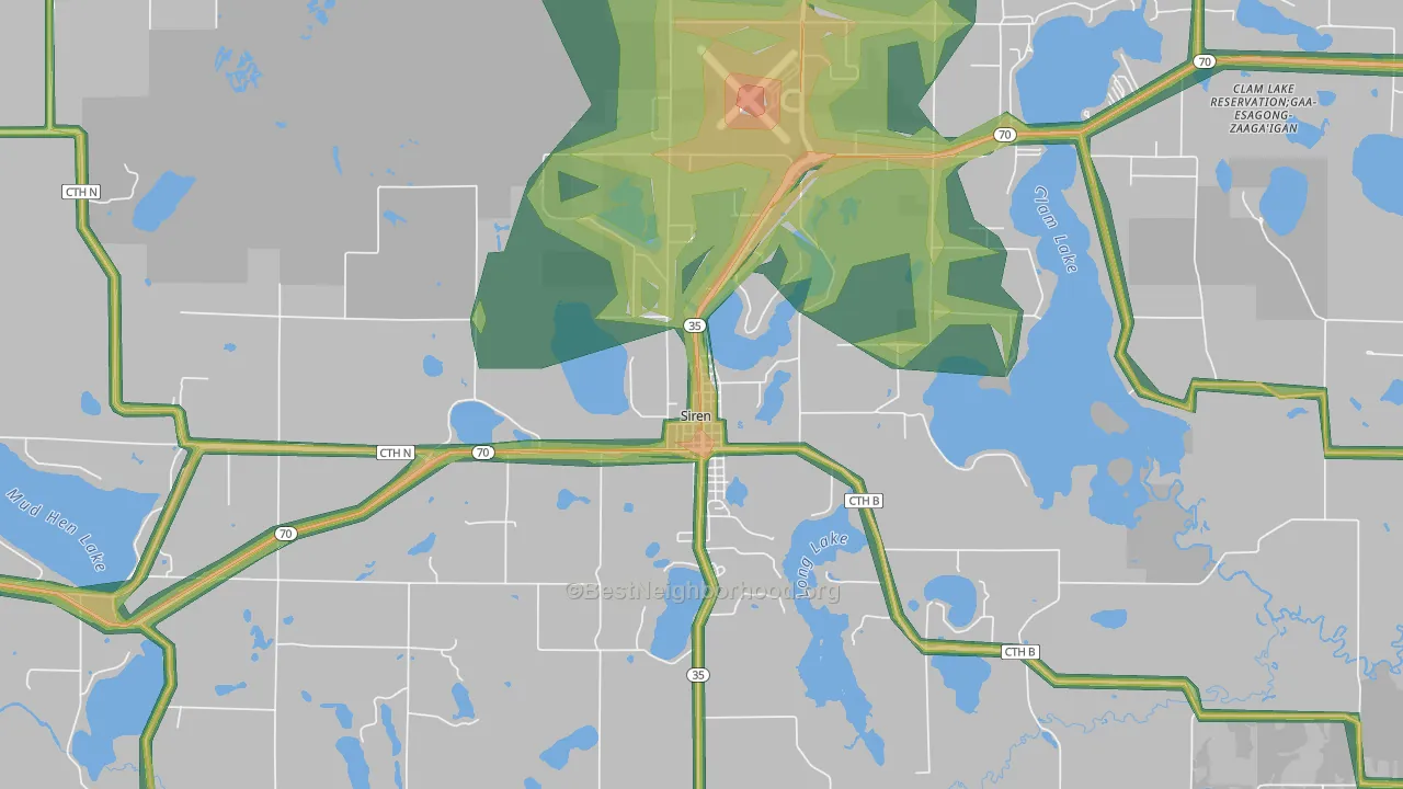 Siren, WI Map of Noise Levels in Siren
