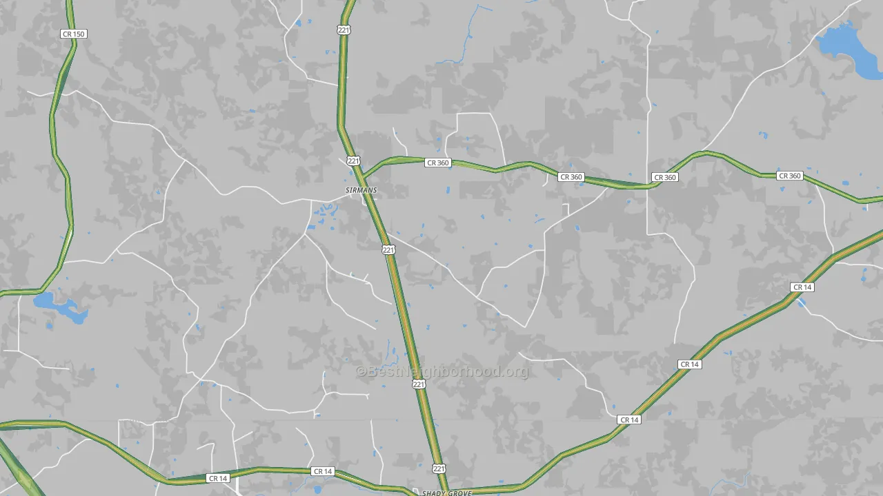 Sirmans, FL Map of Noise Levels in Sirmans