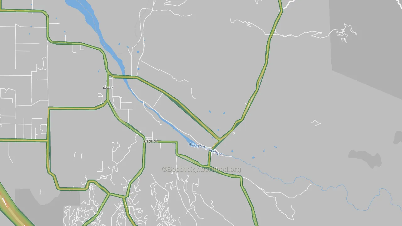 Sisquoc, CA Map of Noise Levels in Sisquoc