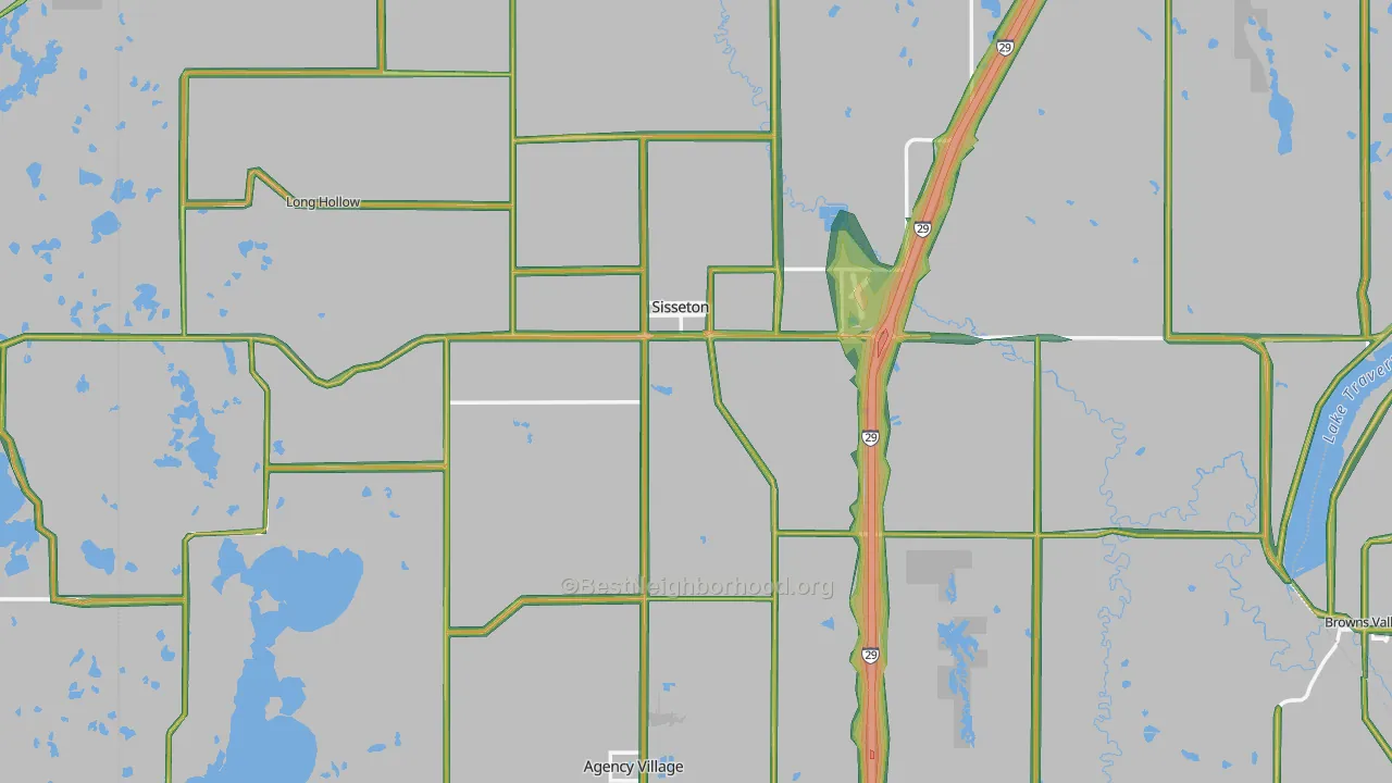Sisseton, SD Map of Noise Levels in Sisseton