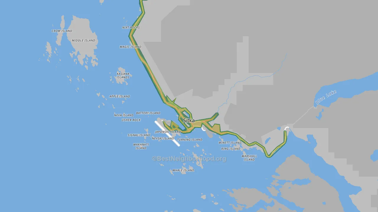 Sitka, AK Map of Noise Levels in Sitka