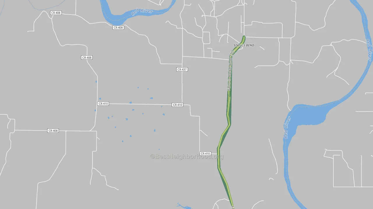 Sivells Bend, TX Map of Noise Levels in Sivells Bend