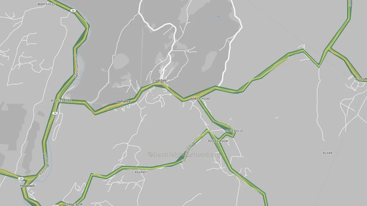 Six Mile Run, PA Map of Noise Levels in Six Mile Run