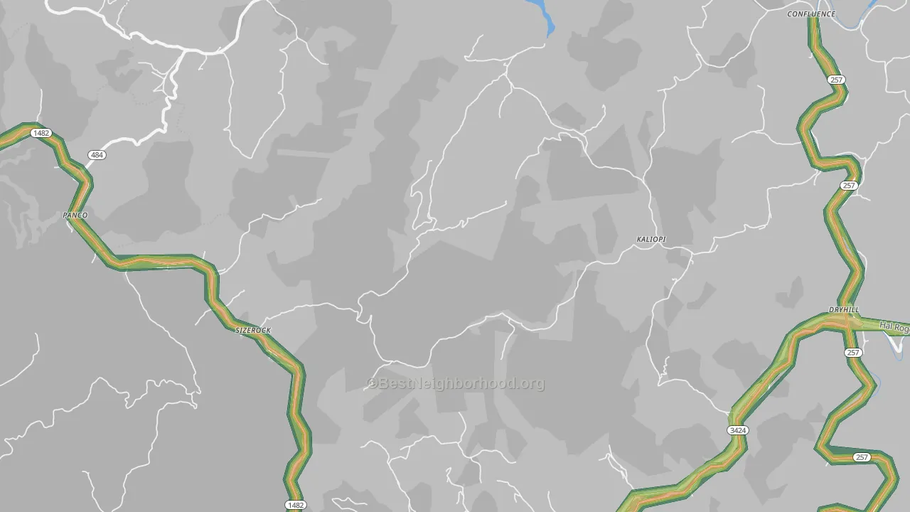 Sizerock, KY Map of Noise Levels in Sizerock