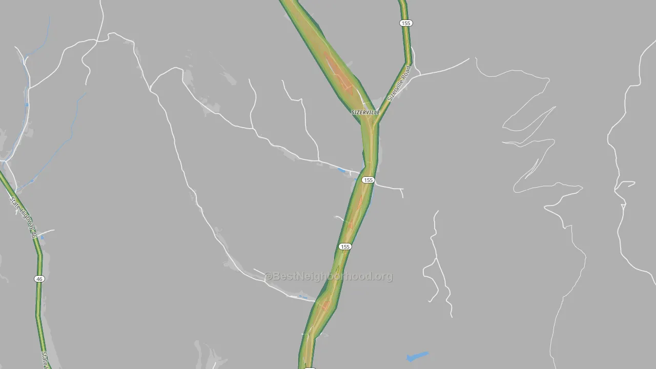 Sizerville, PA Map of Noise Levels in Sizerville