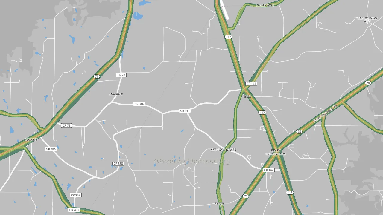 Skaggs Corner, AL Map of Noise Levels in Skaggs Corner