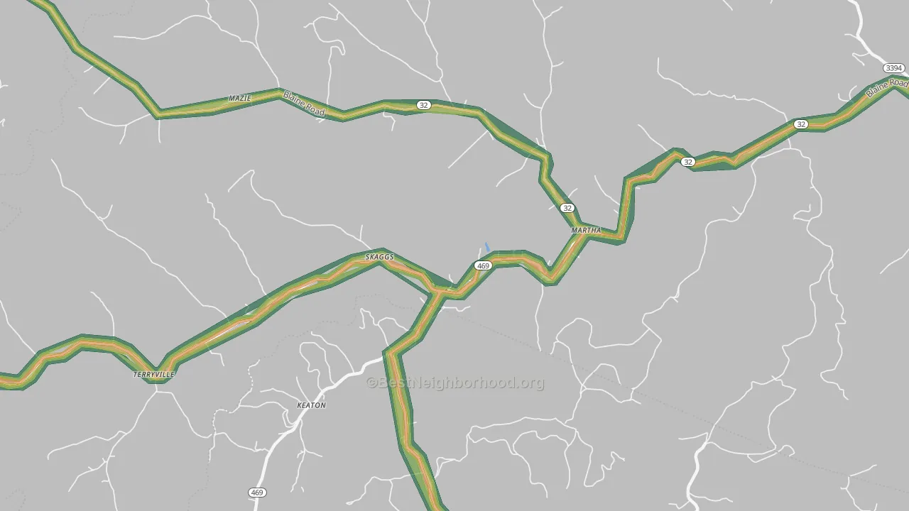 Skaggs, KY Map of Noise Levels in Skaggs