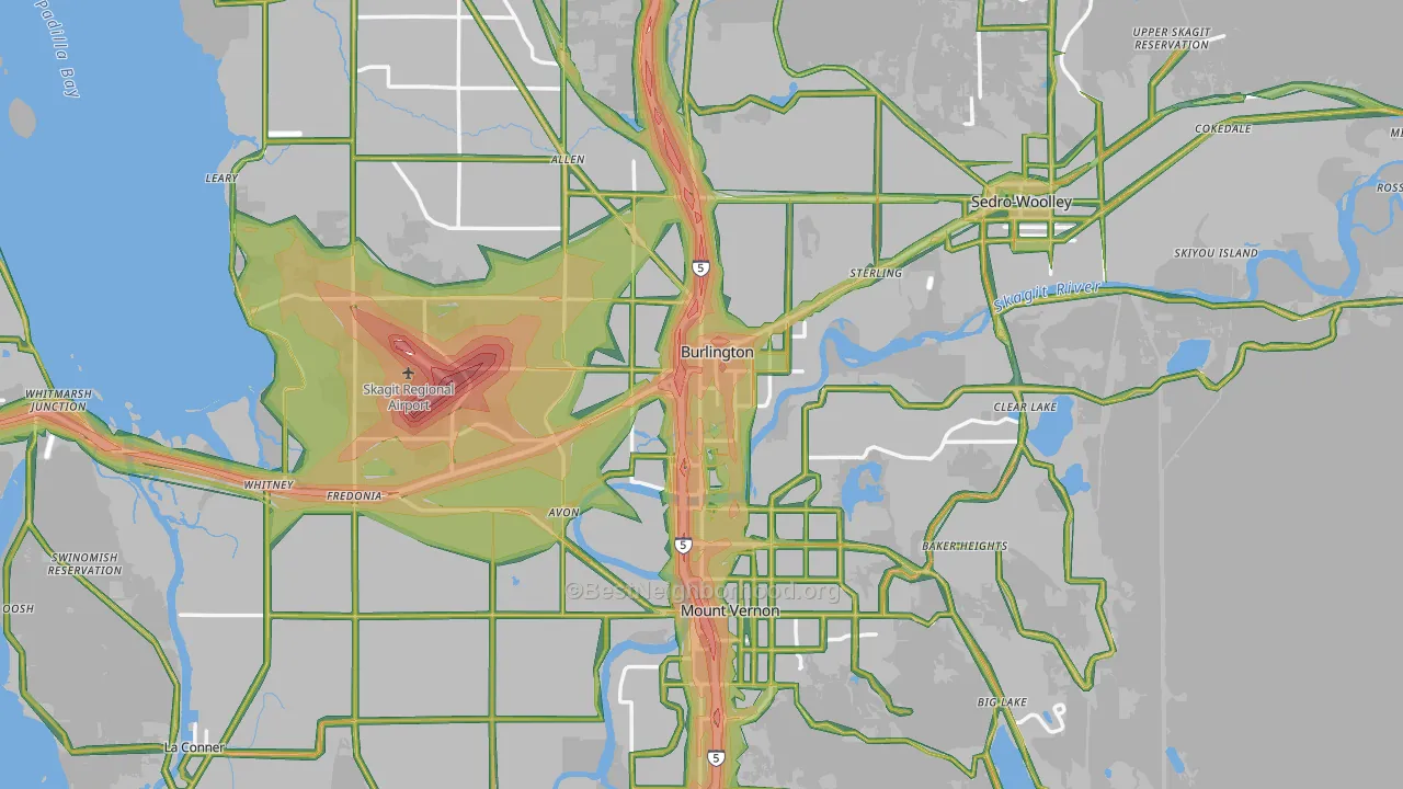 Skagit County, WA Map of Noise Levels in Skagit County