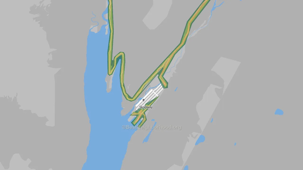 Skagway Municipality, AK Map of Noise Levels in Skagway Municipality