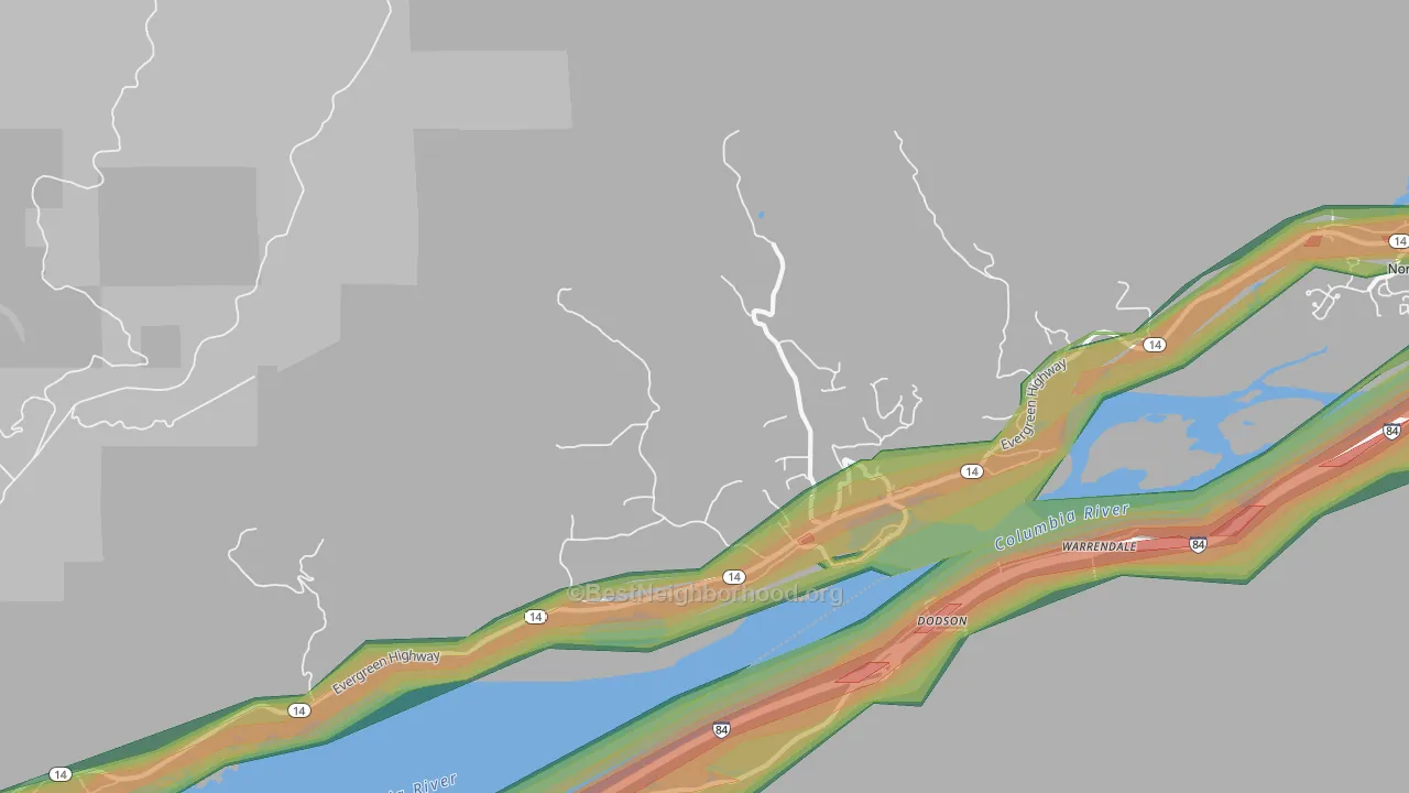 Skamania, WA Map of Noise Levels in Skamania